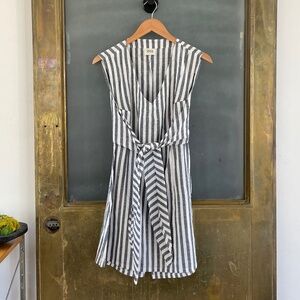 Zulu & Zephyr Striped 100% Cotton Handmade Wrap Dress Tie Waist Coastal Summer S